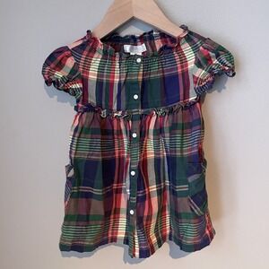 American Living Plaid Print Dress size 9 Months Green/Blue/Red retail $36